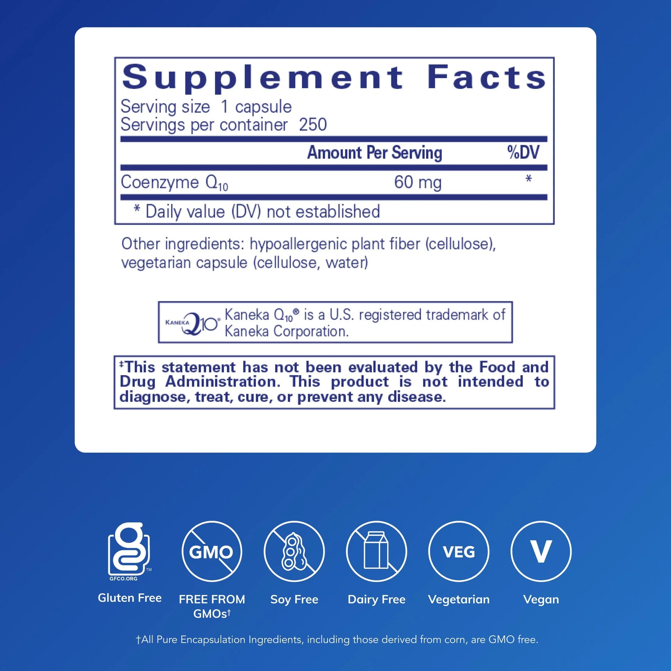 Coq10 60 Mg | Coenzyme Q10 Supplement for Energy, Antioxidants, Brain and Cellular Health, Cognition, and Cardiovascular Support* | 250 Capsules