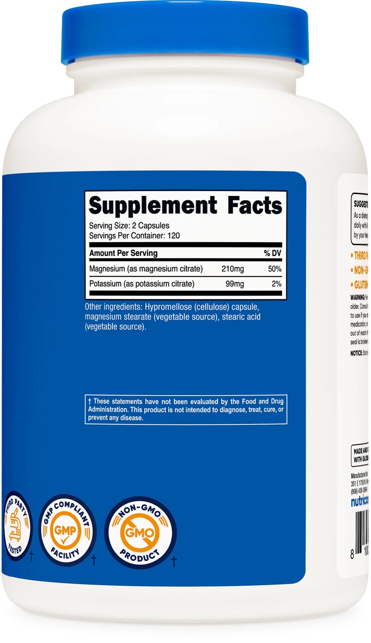 Potassium (99 Mg) Magnesium (210 Mg) Citrates, 240 Capsules - Supplement