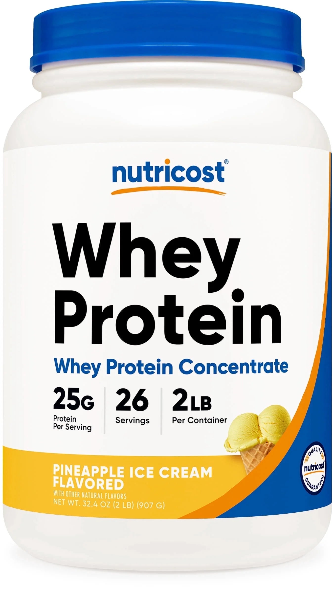 Whey Protein Powder Pineapple (2 LBS) - Gluten-Free, Gmo-Free, from Whey Protein Concentrate
