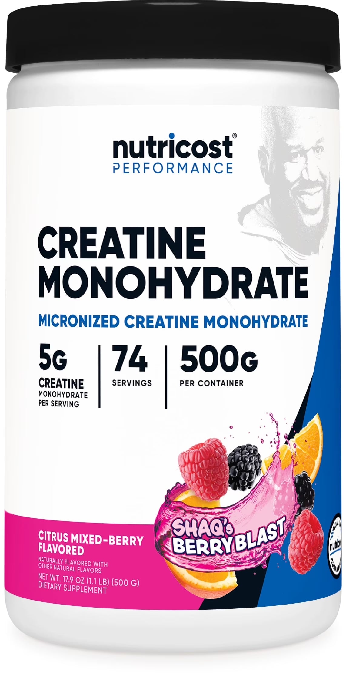 Creatine Monohydrate Powder (Shaq'S Berry Blast, 500 Gram) - Micronized Creatine Supplement, Vegan, Gmo-Free, Gluten-Free, 74 Servings