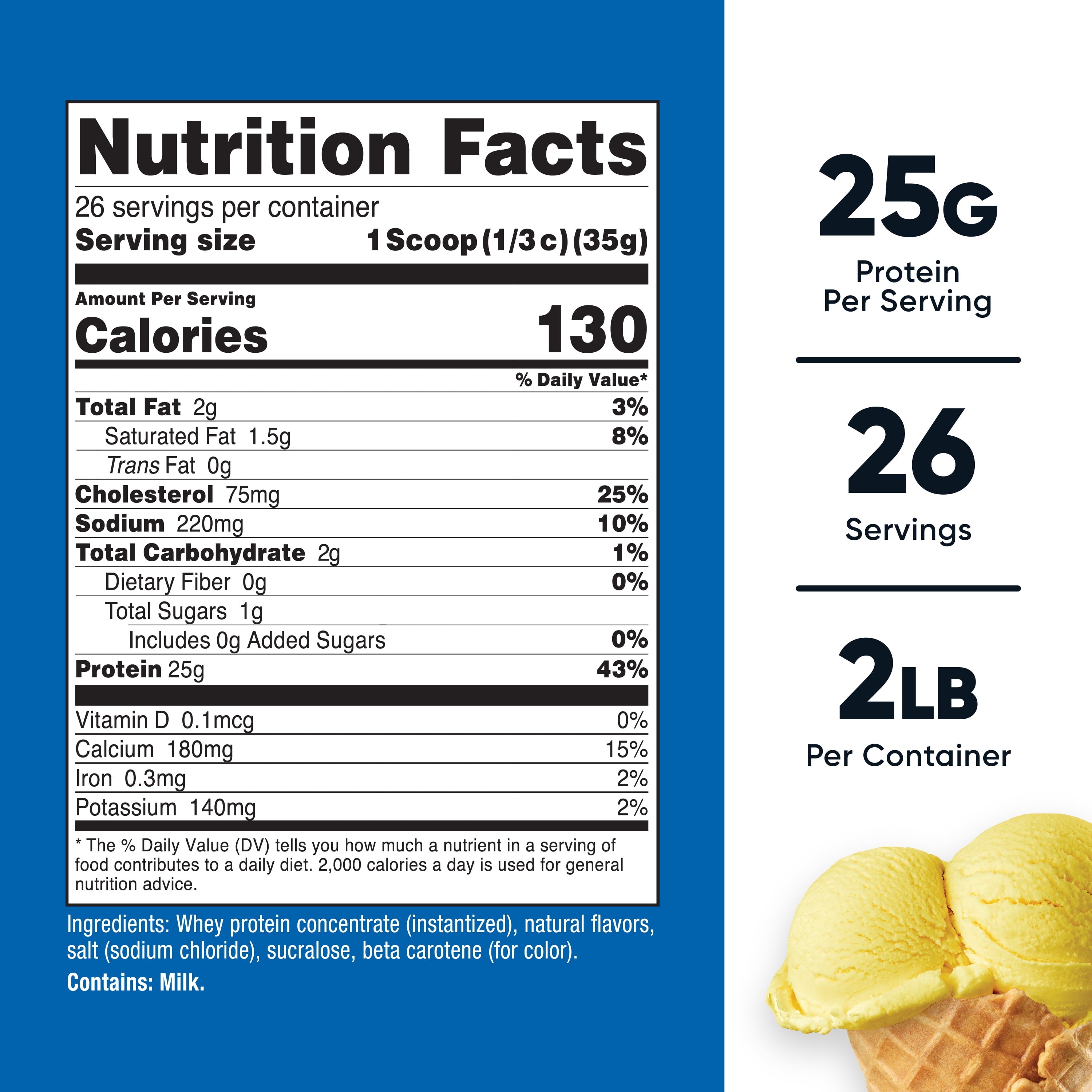 Whey Protein Powder Pineapple (2 LBS) - Gluten-Free, Gmo-Free, from Whey Protein Concentrate