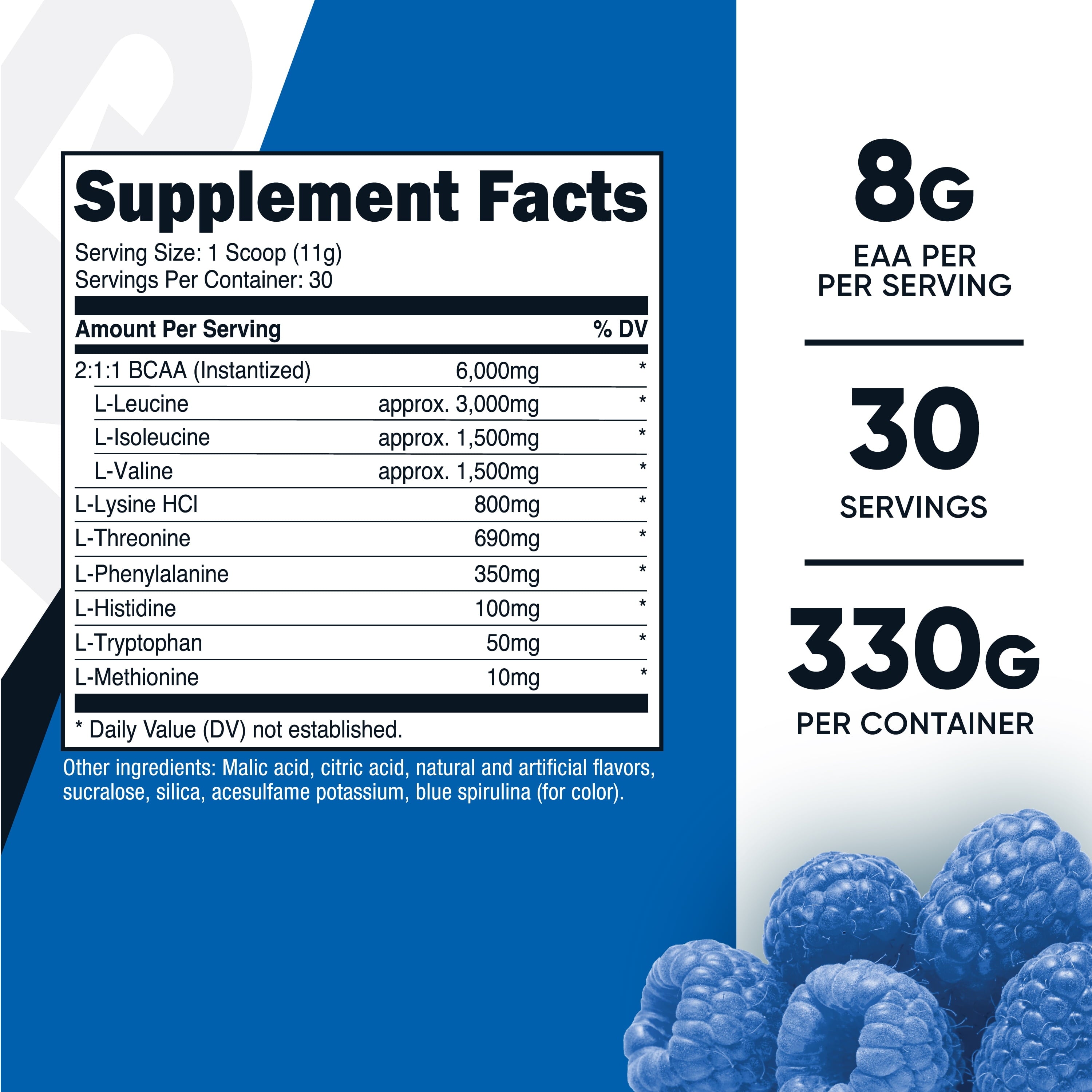 EAA Powder 30 Servings (Blue Raspberry)- Amino Acids Supplement